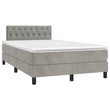 Vidaxl Box spring postelja z vzmetnico svetlo siva 120x190 cm žamet