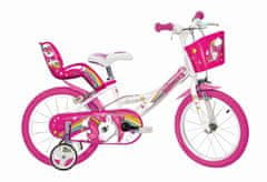 Dino bikes 164GLN Otroško kolo UNICORN 16", belo-rožnato