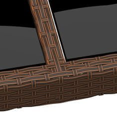 Vidaxl Vrtna miza s stekleno ploščo rjava 200x150x75 cm ratan