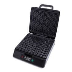 Adler ADL AD 3036 pekač vafljev, 4 vaflji, črna/siva, 1500 W