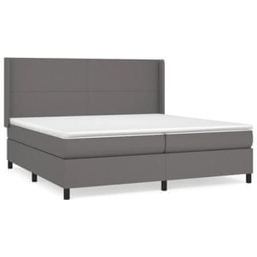 Vidaxl Box spring postelja z vzmetnico siva 200x200 cm umetno usnje