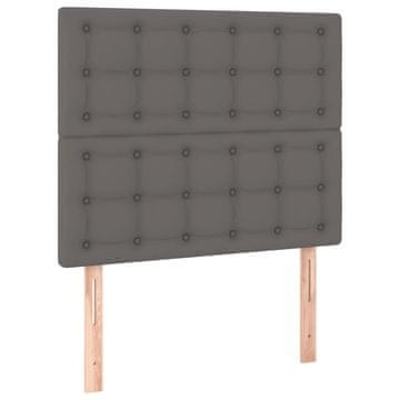 Vidaxl Vzglavje postelje sivo 100x5x118/128 cm umetno usnje