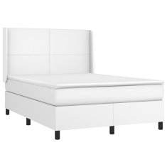 Vidaxl Box spring postelja z vzmetnico bel 140x190 cm umetno usnje