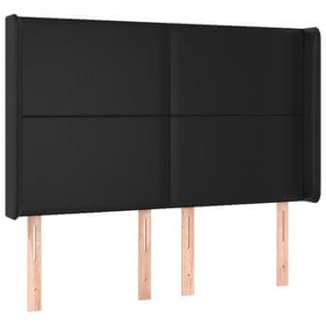 Vidaxl Vzglavje z ušesi črno 147x16x118/128 cm umetno usnje