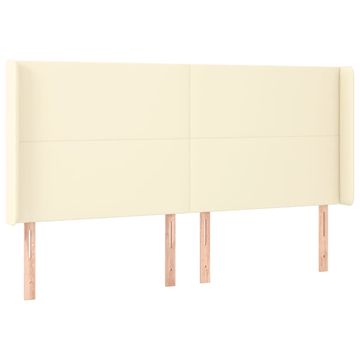 Vidaxl Vzglavje z ušesi krem 203x16x118/128 cm umetno usnje