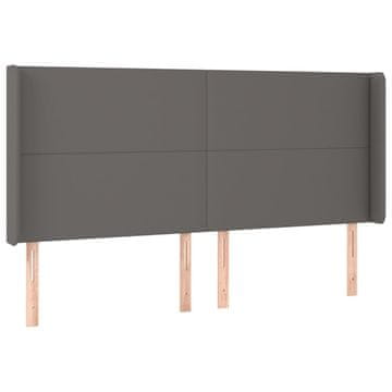 Vidaxl Vzglavje z ušesi sivo 163x16x118/128 cm umetno usnje