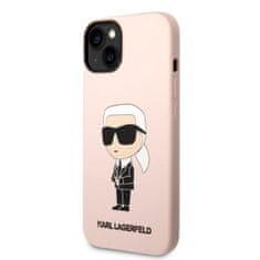 Karl Lagerfeld iphone 14 6,1" trdi ovitek roza/rožnata silikonska ikona magsafe