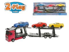 Difuzed Car transporter metal 2-Play 1:60 + 3 avtomobili - mešanica barv