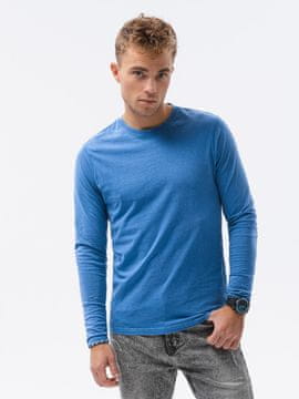 OMBRE Moška osnovna majica z dolgimi rokavi Konrad temno modra