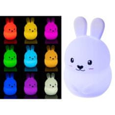 TIMMLUX Otroška akumulatorska nočna RGB LED silikonska svetilka z daljincem v obliki zajca