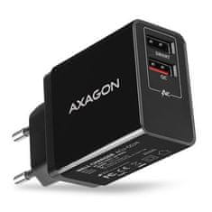 AXAGON ACU-QS24, hiter in pameten omrežni polnilnik, 2x vrata USB QC3.0/AFC/FCP + 5V-1,2A, 24W