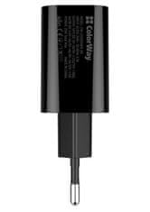ColorWay 1x USB in 1x USB-C/ omrežni polnilnik/ 20W/ 100V-240V/ črna