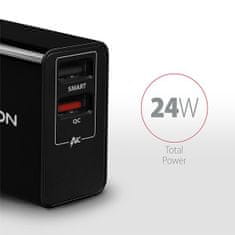 AXAGON ACU-QS24, hiter in pameten omrežni polnilnik, 2x vrata USB QC3.0/AFC/FCP + 5V-1,2A, 24W