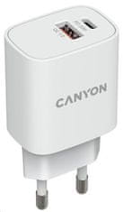 Canyon omrežni polnilnik H-20-04, 1x USB-C PD 20W, 1x USB-A QC 3.0 18W, bel