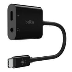 Belkin USB-C adapter/rokav 1x USB-C M/ 1x USB-C F moč 60 W + 1x 3,5 mm priključek, črn