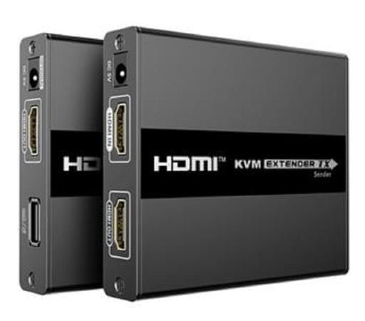 PremiumCord HDMI KVM podaljšek z USB do 60 m z enim kablom Cat5/6, brez zakasnitve