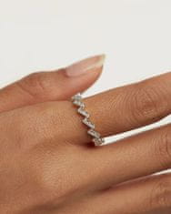 PDPAOLA Bleščeč srebrn prstan s cirkoni ZADRGA Srebro AN02-685 (Obseg 50 mm)