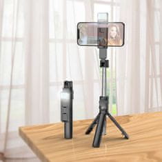 Borofone BY8 Selfie Stick s tripodom, lučko in BT daljincem