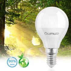 LUMILED 6x LED žarnica E14 P45 10W = 75W 990lm 3000K Toplo bela 180°