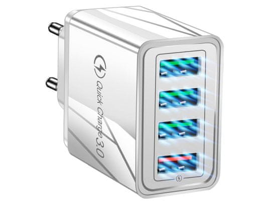 Verkgroup 4x USB 3.0 hitri polnilec 220V z LED 3.1A siv