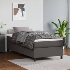 Vidaxl Box spring postelja z vzmetnico siva 100x200 cm umetno usnje