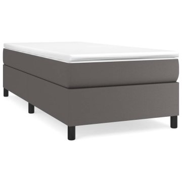 Vidaxl Box spring postelja z vzmetnico siva 100x200 cm umetno usnje