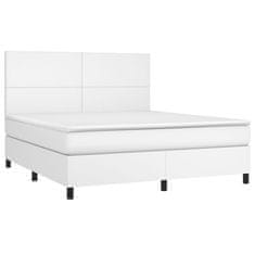 Vidaxl Box spring postelja z vzmetnico bel 160x200 cm umetno usnje