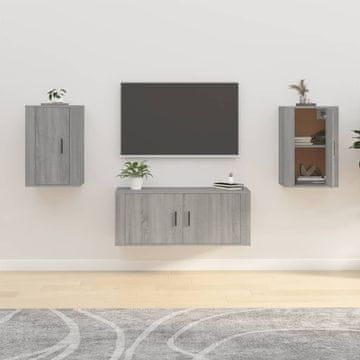 Vidaxl vidaXL Stenske TV omarice, komplet 2 kosov, siva sonoma hrastova barva, 40x34,5x60 cm