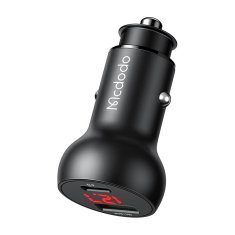 Mcdodo avtomobilski polnilec cc-7030, usb + usb-c, z zaslonom, 45 W (črn)