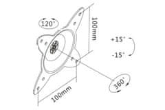 Digitus VESA stenski nosilec za LCD/LED do 69 cm (27") + 15o vrtljiv, 360o vrtljiv, VESA 75x75, 100x100, 15 kg