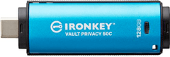 Kingston Ironkey USB ključ, 128GB Vault Privacy 50C, 3.2 Gen1 C, kovinski, strojna zaščita, FIPS 197 (IKVP50C/128GB)