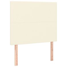 Vidaxl LED posteljno vzglavje krem 100x5x118/128 cm umetno usnje