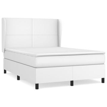 Vidaxl Box spring postelja z vzmetnico bel 140x190 cm umetno usnje