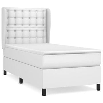 Vidaxl Box spring postelja z vzmetnico bel 100x200 cm umetno usnje