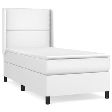Vidaxl Box spring postelja z vzmetnico bel 100x200 cm umetno usnje