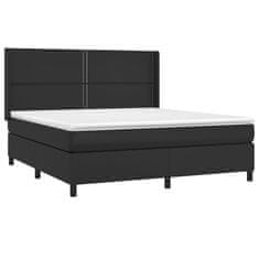 Vidaxl Box spring postelja z vzmetnico LED črna 160x200cm umetno usnje