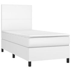Vidaxl Box spring postelja z vzmetnico LED bel 100x200 cm umetno usnje