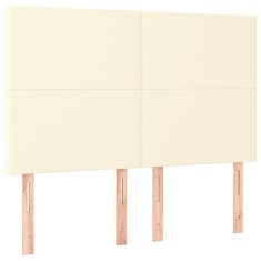 Vidaxl LED posteljno vzglavje krem 144x5x118/128 cm umetno usnje