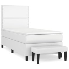 Vidaxl Box spring postelja z vzmetnico bel 100x200 cm umetno usnje