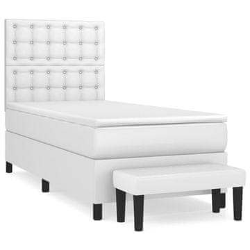 Vidaxl Box spring postelja z vzmetnico bel 100x200 cm umetno usnje