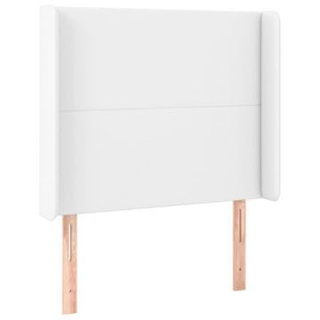 Vidaxl Vzglavje z ušesi belo 103x16x118/128 cm umetno usnje