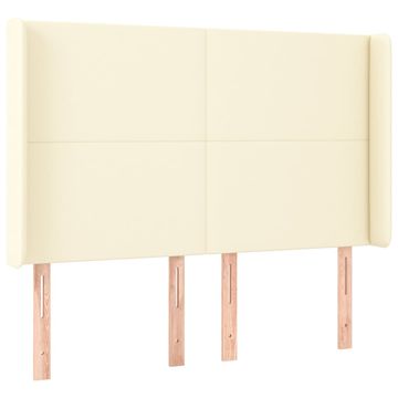 Vidaxl Vzglavje z ušesi krem 147x16x118/128 cm umetno usnje
