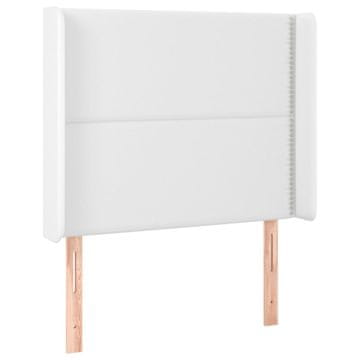 Vidaxl Vzglavje z ušesi belo 103x16x118/128 cm umetno usnje