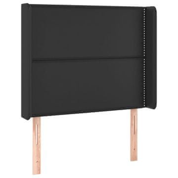 Vidaxl Vzglavje z ušesi črno 103x16x118/128 cm umetno usnje