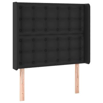 Vidaxl Vzglavje z ušesi črno 83x16x118/128 cm umetno usnje
