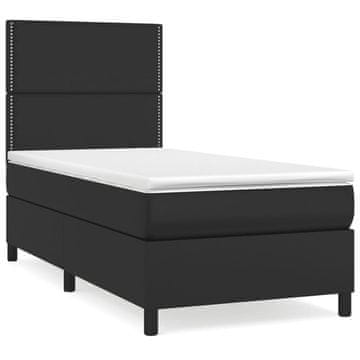 Vidaxl Box spring postelja z vzmetnico črn 100x200 cm umetno usnje