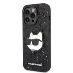 Karl Lagerfeld iphone 14 pro 6,1" črno/črno trdo ohišje gliter choupette patch