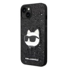 Karl Lagerfeld iphone 14 6,1" črn/črn trdi ovitek z bleščicami choupette patch