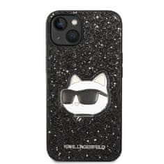 Karl Lagerfeld iphone 14 plus 6,7" črno/črno trdo ohišje gliter choupette patch