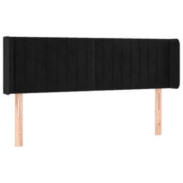 Vidaxl Vzglavje z ušesi črno 147x16x78/88 cm žamet
